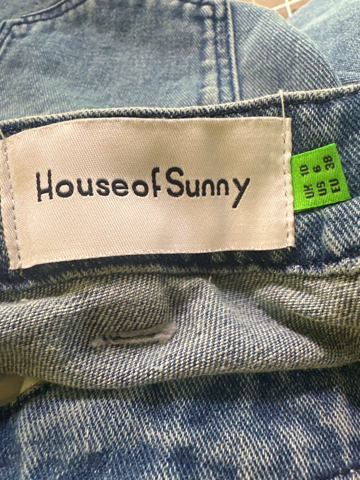 House of Sunny Sky Blue The Cascade Denim Skirt UK 10