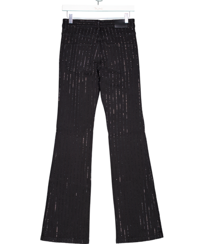 Phix Black Diamante Pin Stripe Denim Flare Jeans W28