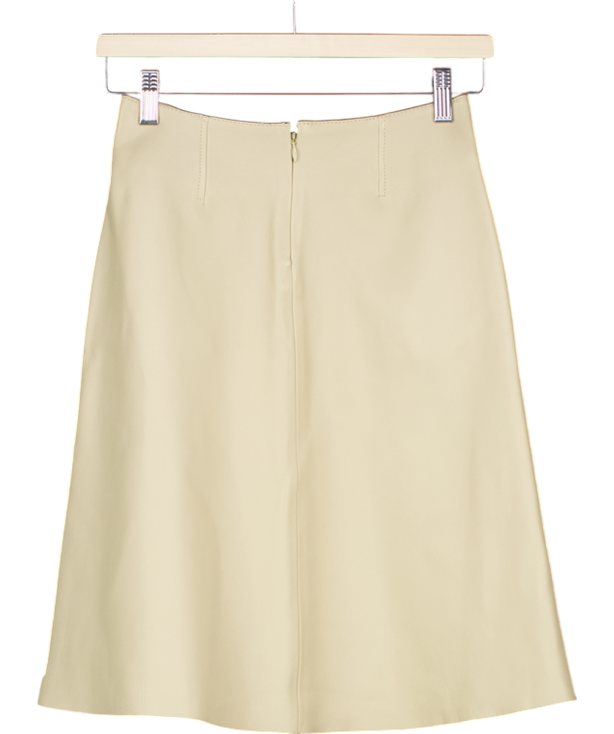 Totême Beige Leather Midi Skirt De30 Uk 2 UK 4