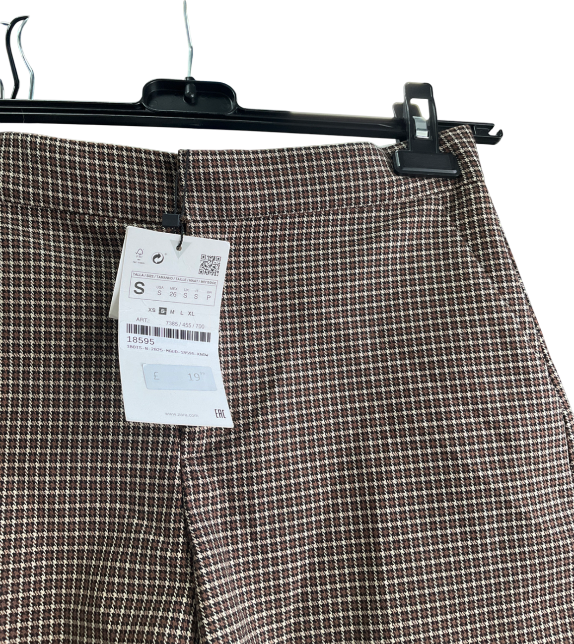 ZARA Brown Plaid Highwaist Shorts UK S