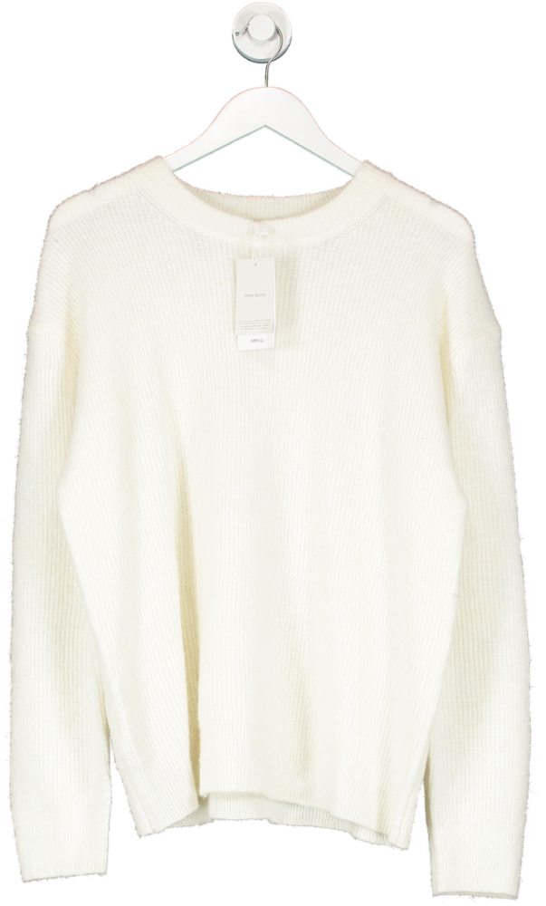MANGO Cream Straight Round-neck Sweater UK S