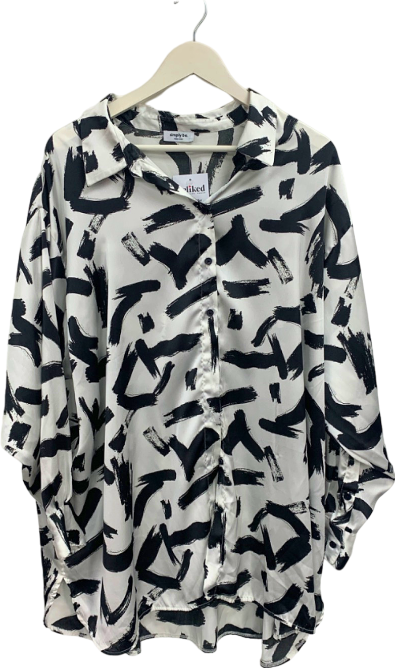 Simply Be Black and White Abstract Print Blouse UK 26