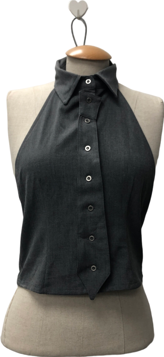 Jaded London Grey Friday Halter Tie Shirt UK 8