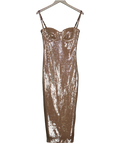 Nadine Merabi Nude Nina Champagne Midi Dress UK 10