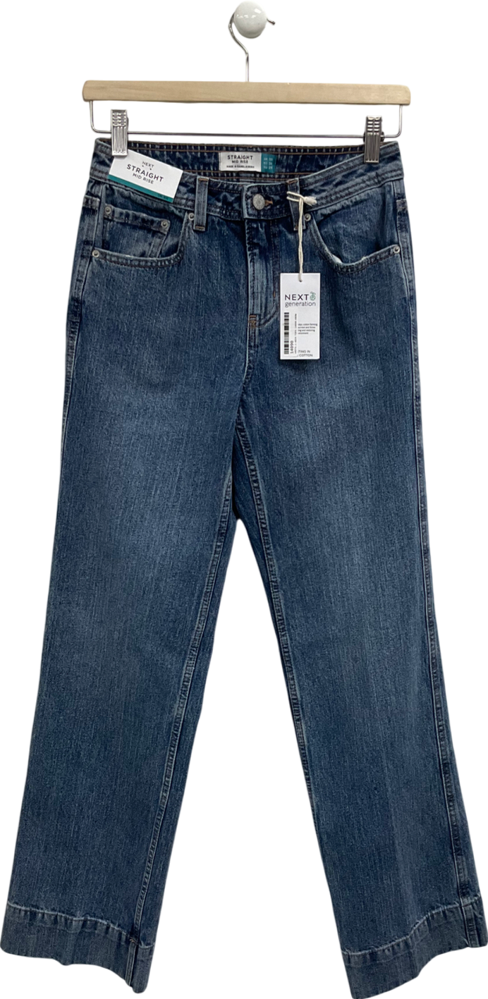 Next Blue Straight Leg Mid Rise Jeans UK 6