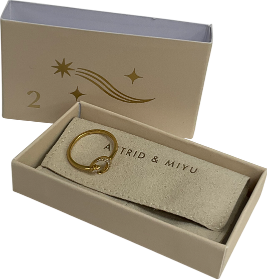 Astrid & Miyu Gold Star & Moon Open Ring In Gold One Size