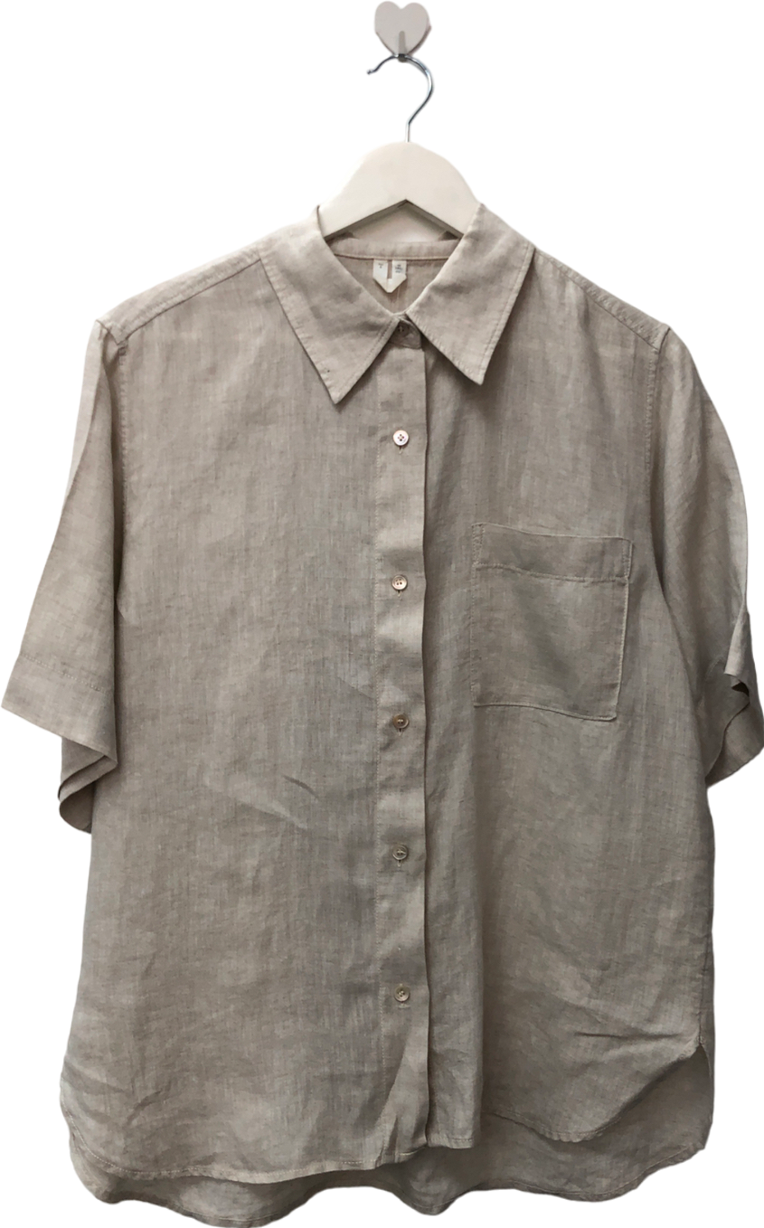 Arket Beige Short-sleeved Linen Shirt UK S