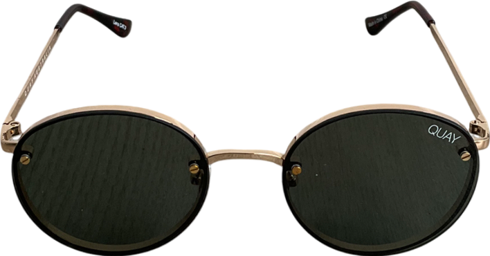 QUAY Metallic Farrah Round Frame Sunglasses With Soft Case One Size