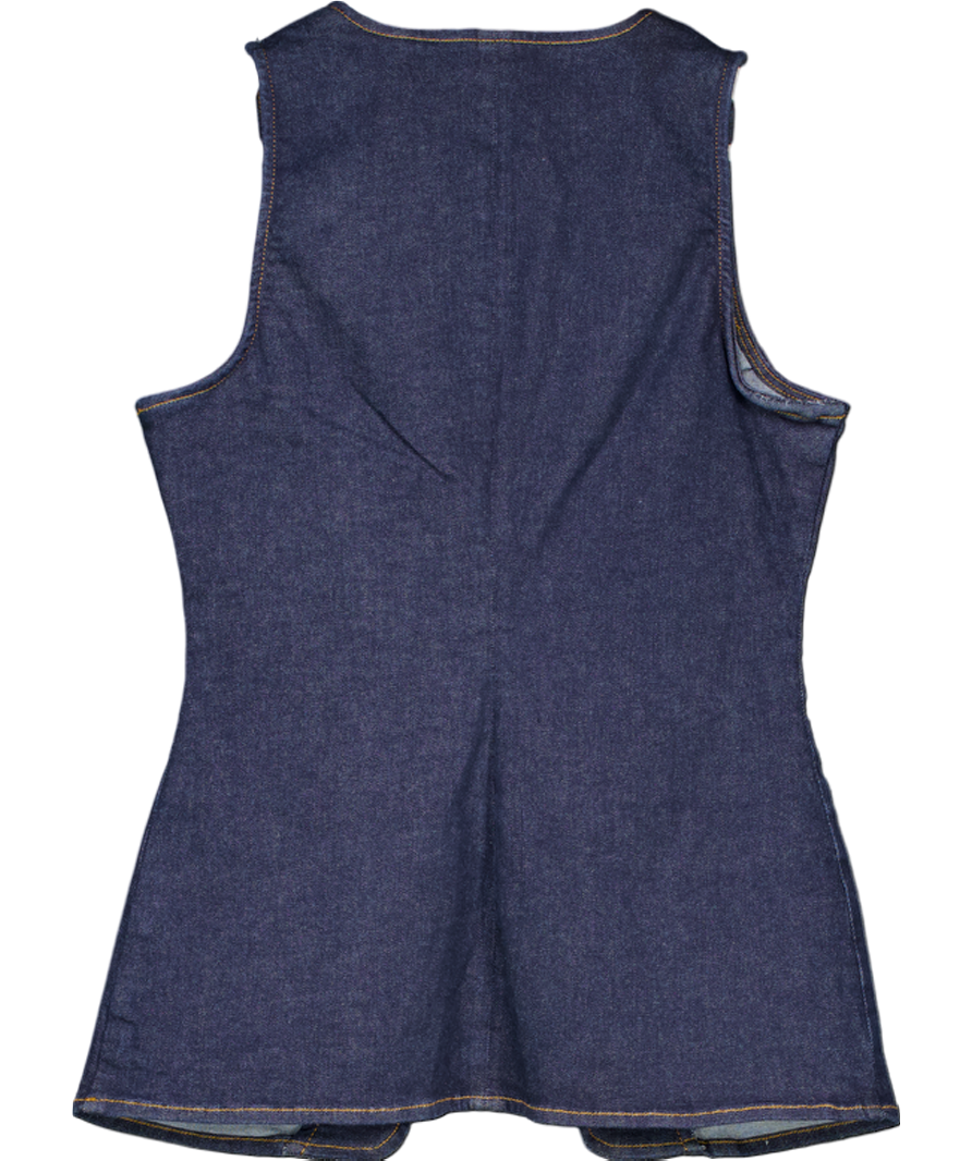 River Island Studio Blue Denim Waistcoat Top UK 8