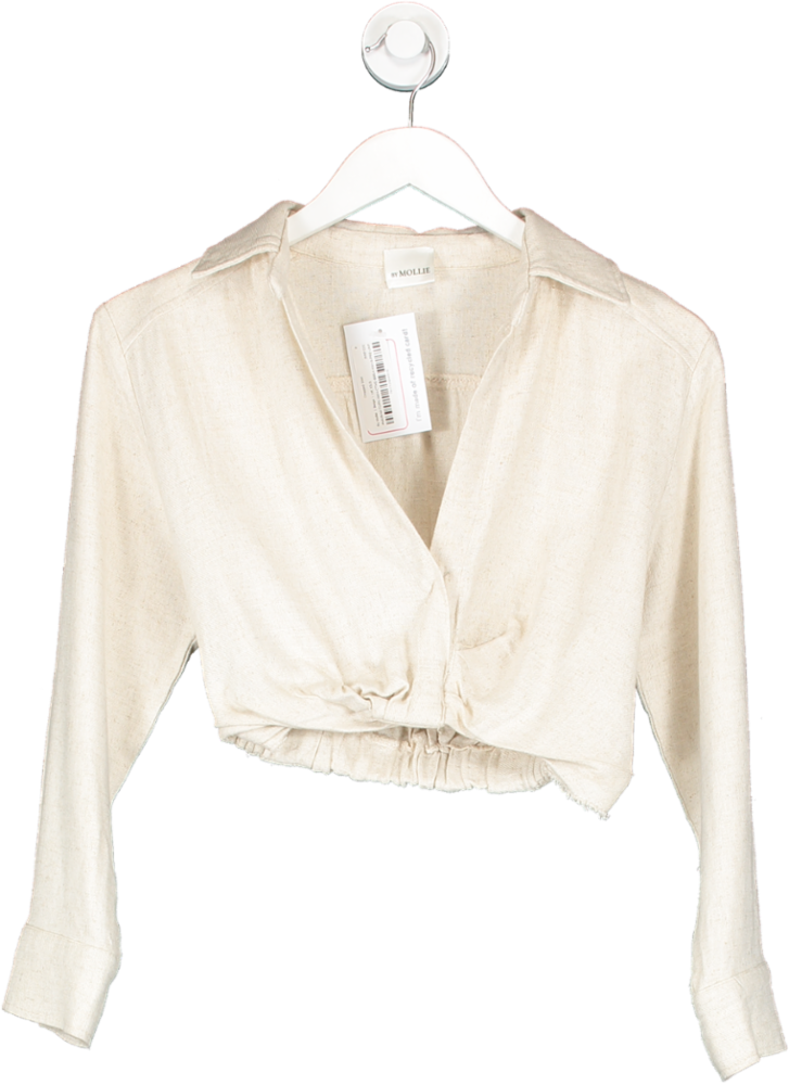 By Mollie Beige Cropped Shirt UK XS/S