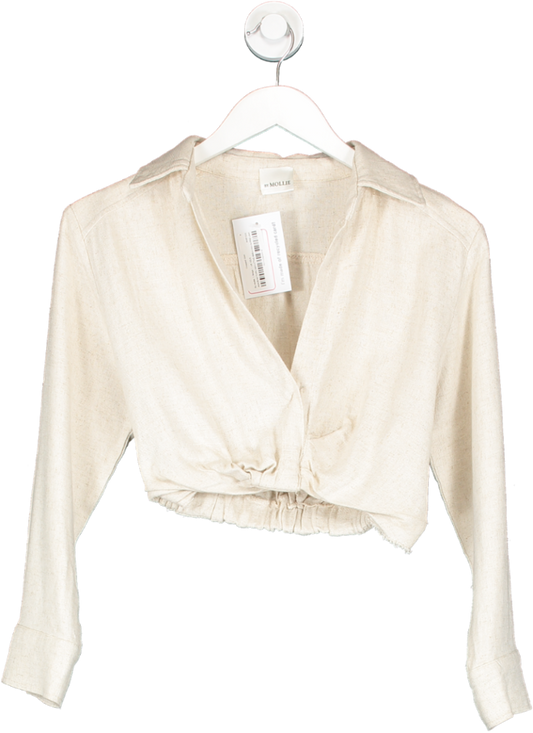 By Mollie Beige Cropped Shirt UK XS/S