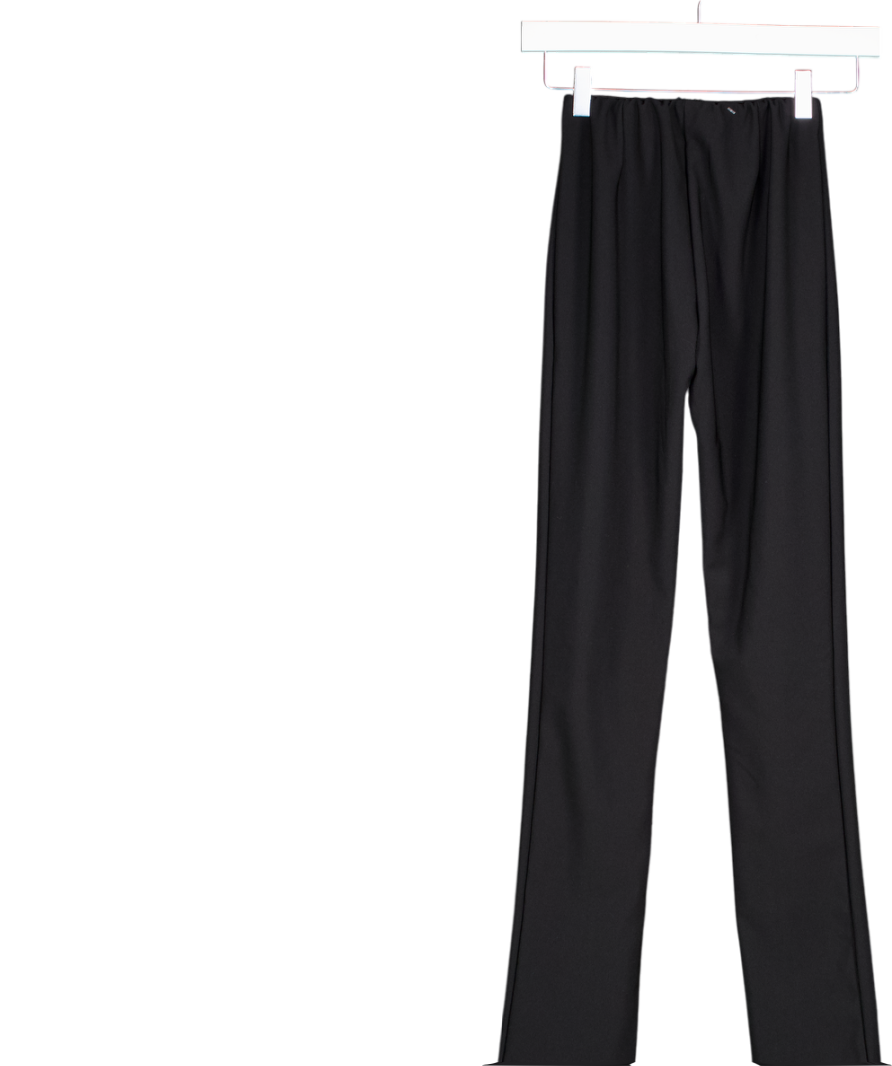 FRANKIE SHOP Black Reya Ribbed Stretch Jersey Flared Leggings UK XS