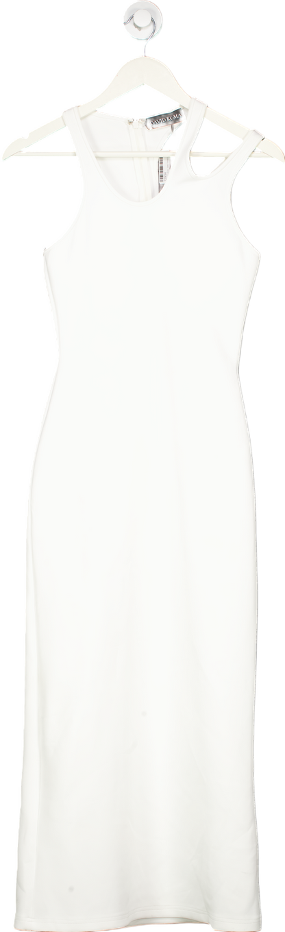 David Koma White Neck Cutouts Pencil Dress Scuba UK 8