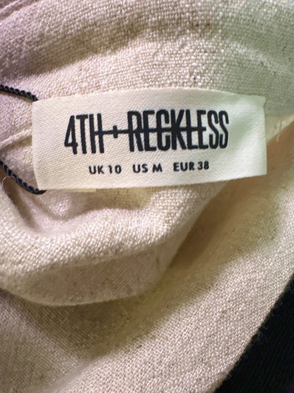 4TH + Reckless Beige Tie Front Shirt UK 10