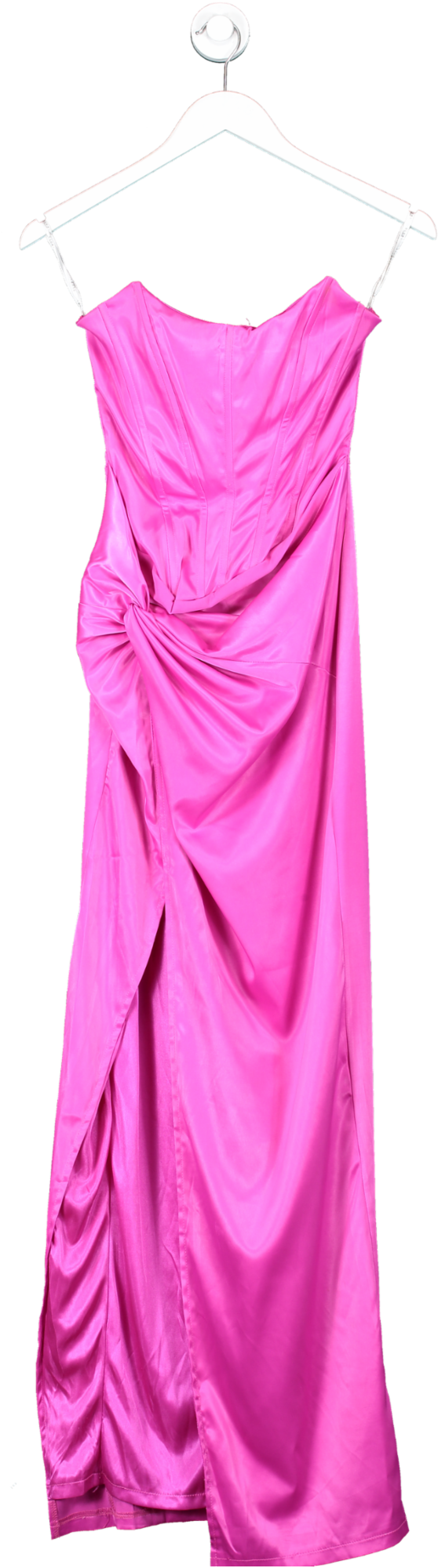 Club L Romancing Hot Pink Satin Bandeau Corset Maxi Dress UK 8