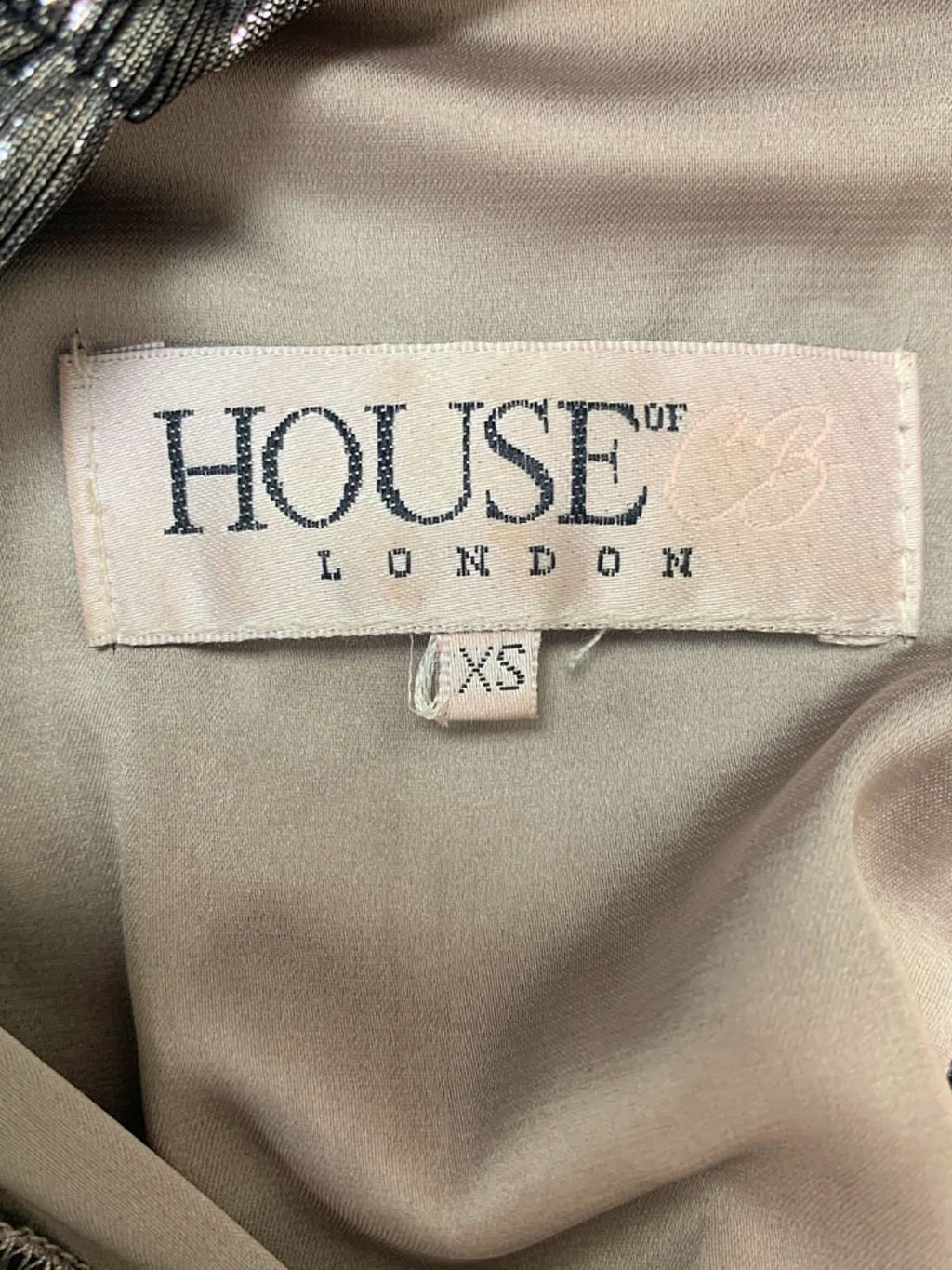 House of CB Silver Metallic Ruched Mini Dress XS