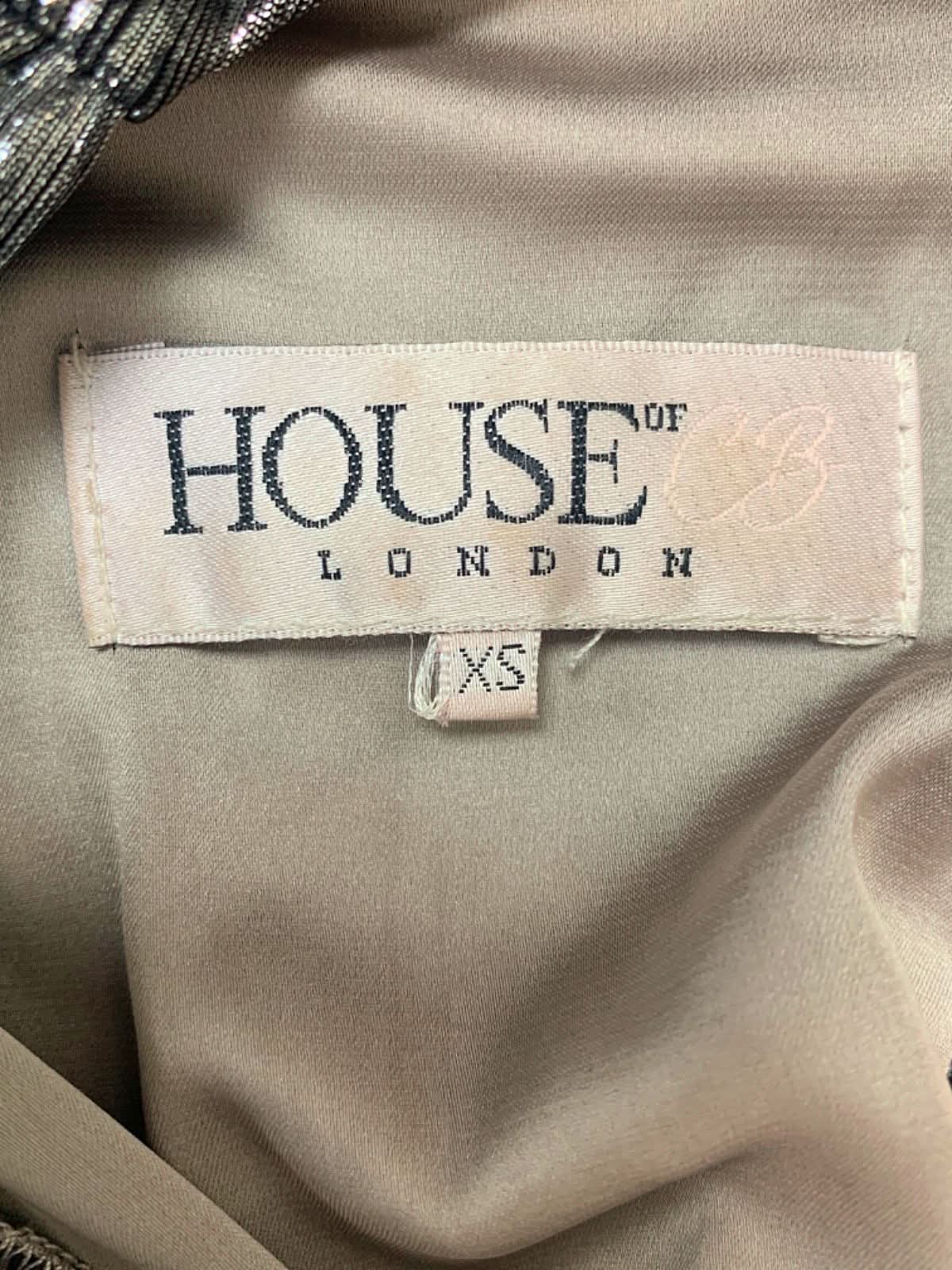 House of CB Silver Metallic Ruched Mini Dress XS