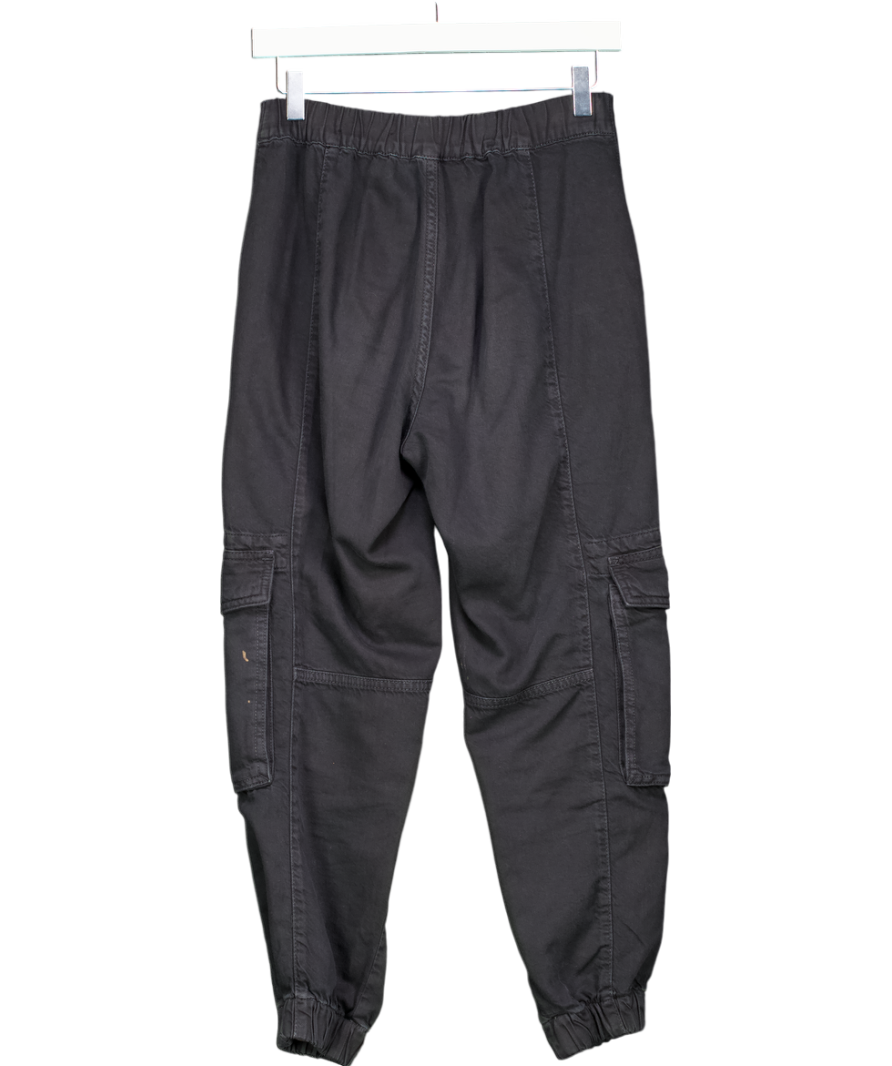 All Saints Black Freda Tapered Denim Cargo Trousers UK 8