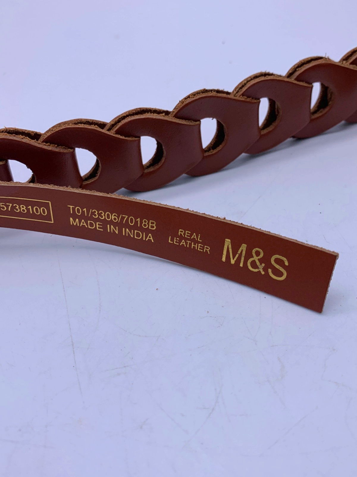 M&S Brown Woven Leather Belt XS