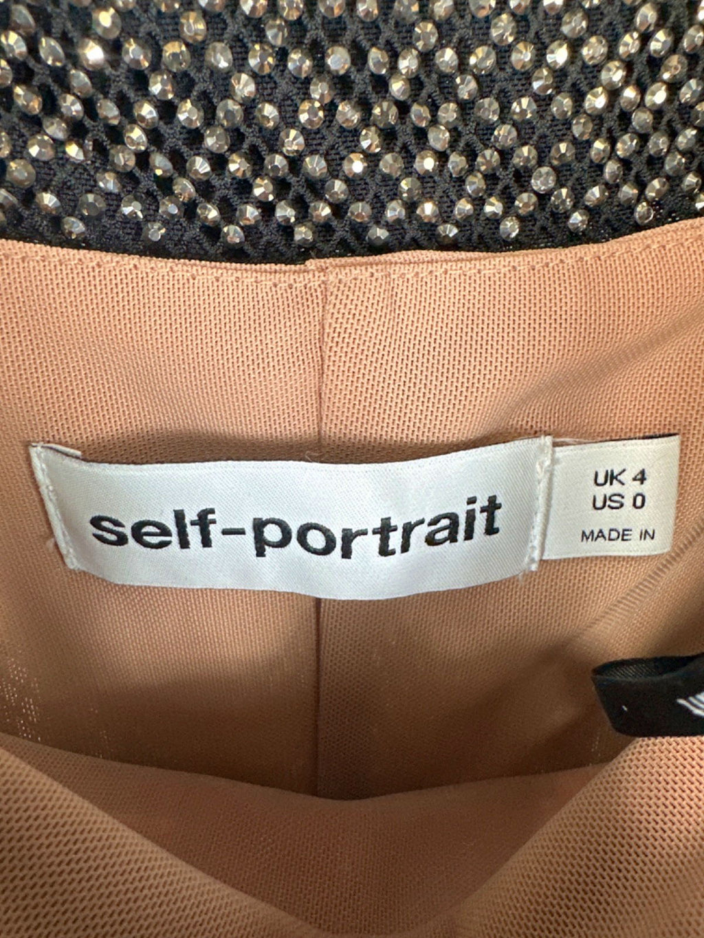 Self-Portrait Black Rhinestone Fishnet Maxi Dress UK 4