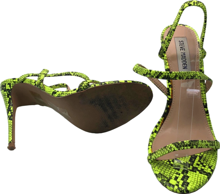 Steve Madden Green Snake Print Strappy Stiletto Heel Sandals EU 39
