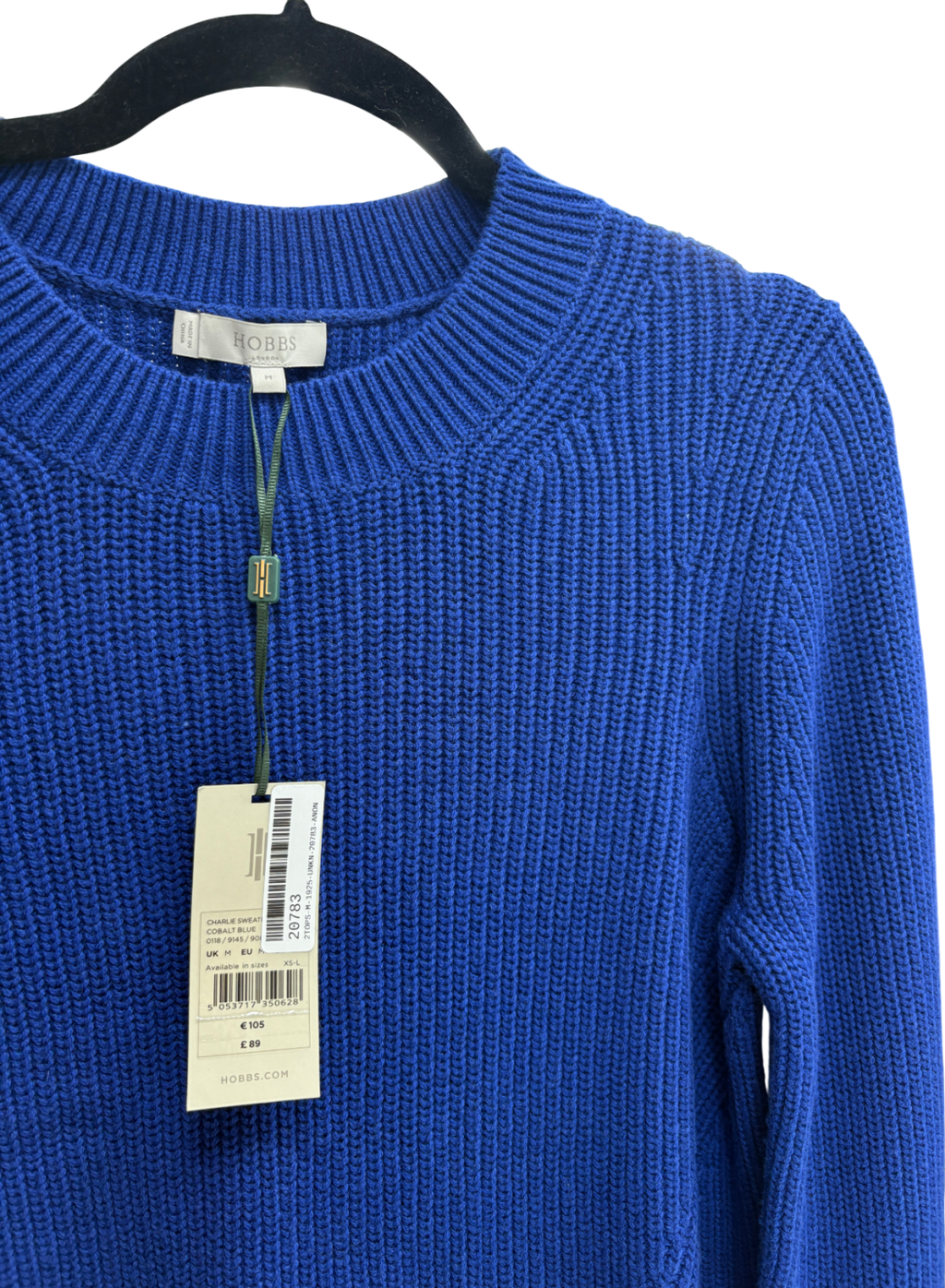 Hobbs Blue Charlie Cotton/ Merino wool blend Knit Sweater UK M