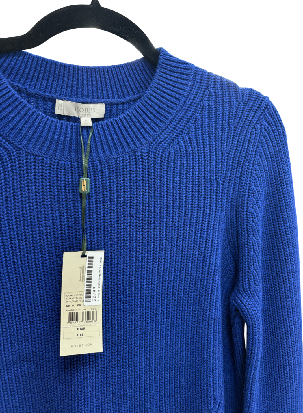 Hobbs Blue Charlie Cotton/ Merino wool blend Knit Sweater UK M