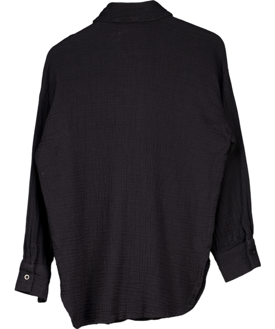 Chiquelle Black Oversized Button Down Shirt UK XS/S