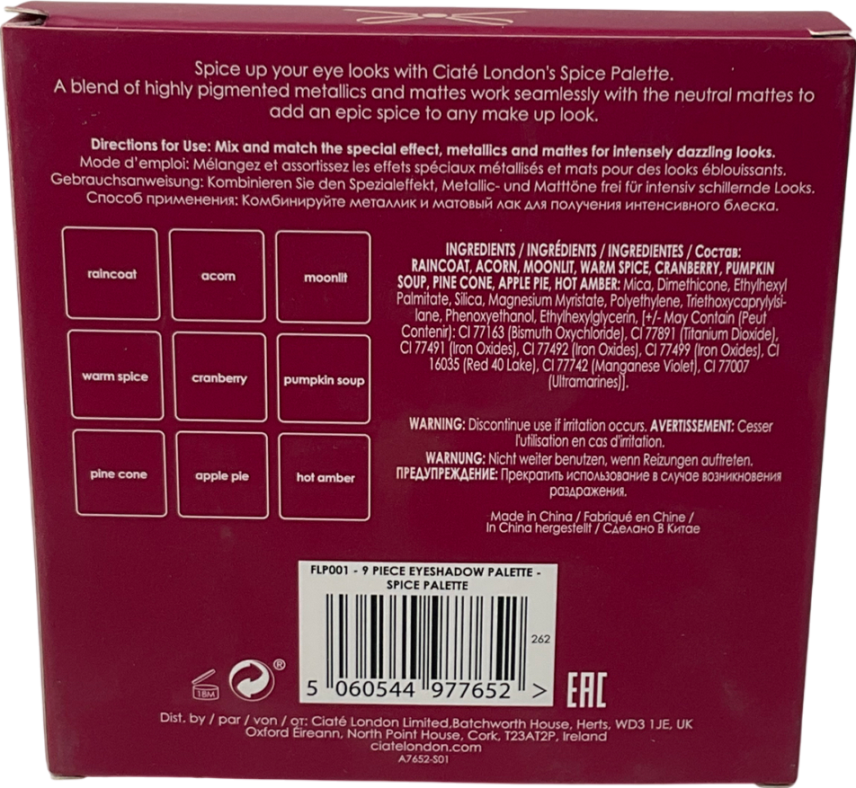 Ciate Spice Eyeshadow Palette Spice 18g