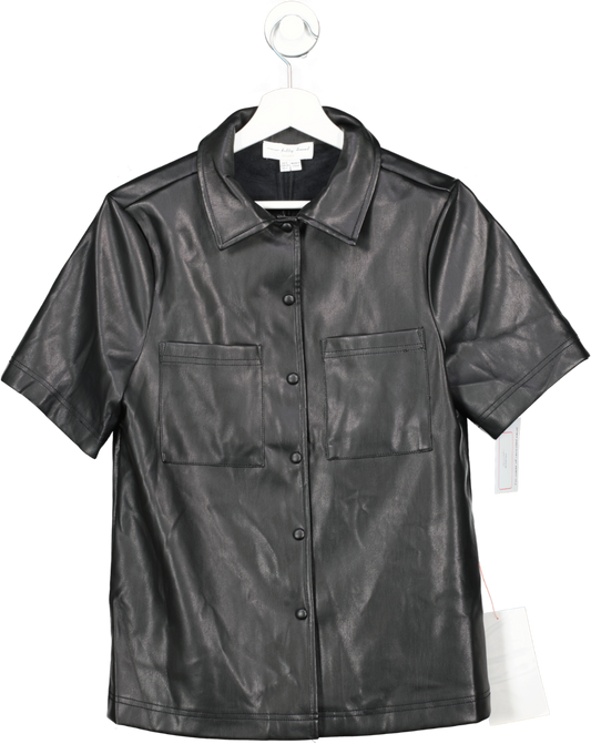 Never Fully Dressed Black Vegan Leather Lizzie Shirt BNWT UK 6