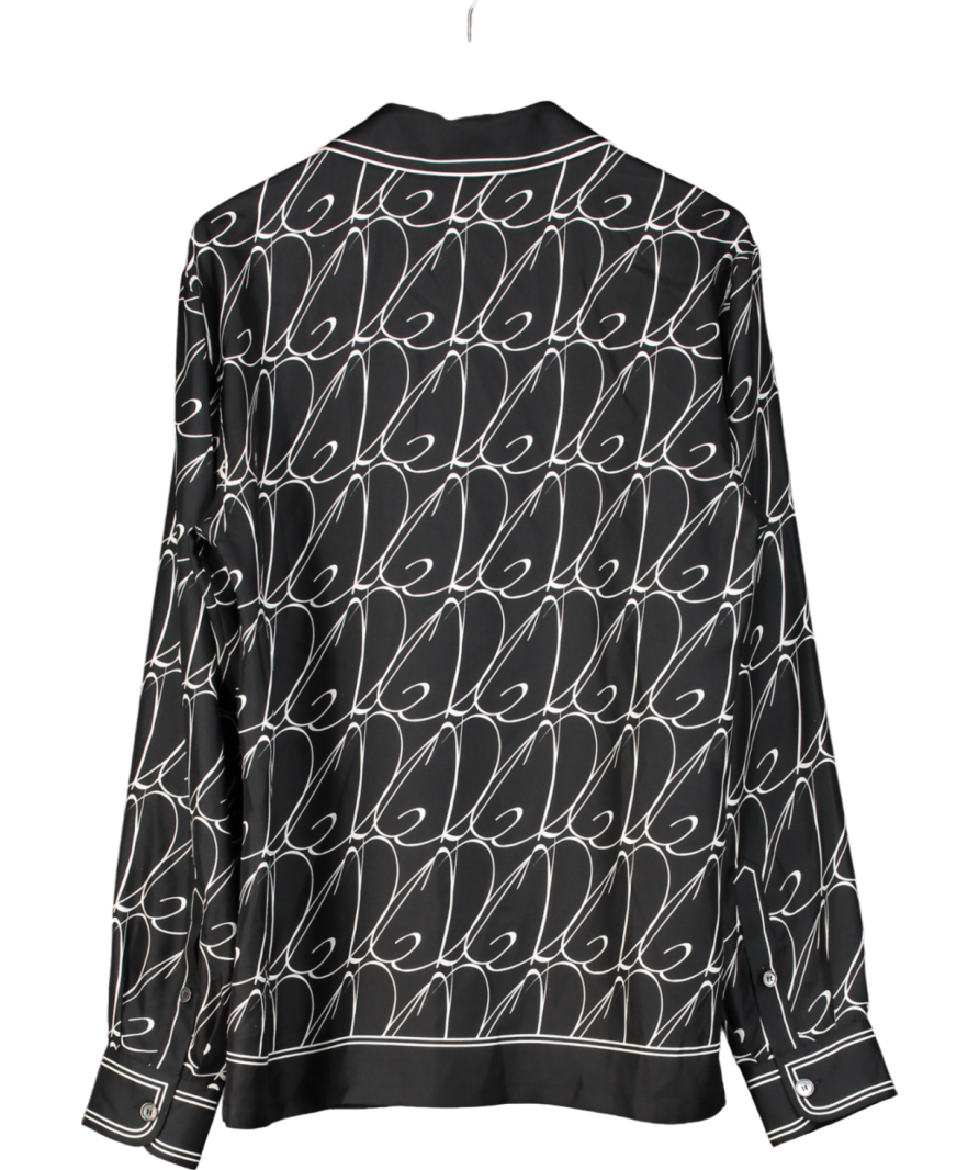 Dolce & Gabbana Black Silk Dg Print Pyjama Shirt UK M