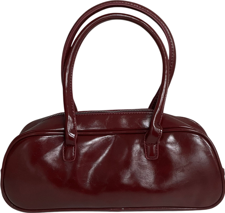 PrettyLittleThing Red Burgundy Patent Pu Baguette Shoulder Bag One Size