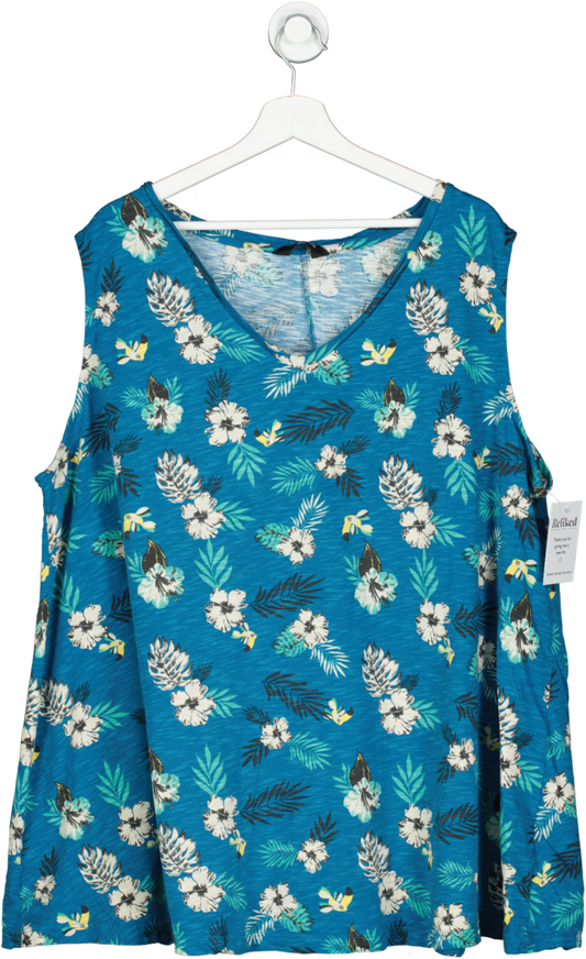 Blue Yours Curve Floral V-neck Shirt UK 26