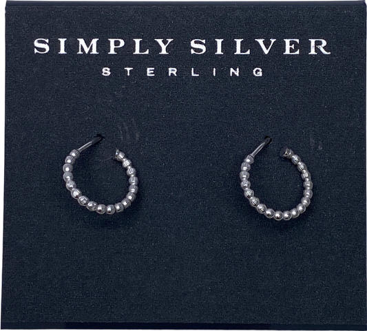 SIMPLY SILVER 925 Sterling Silver Mini Beaded Hoop Earrings One Size