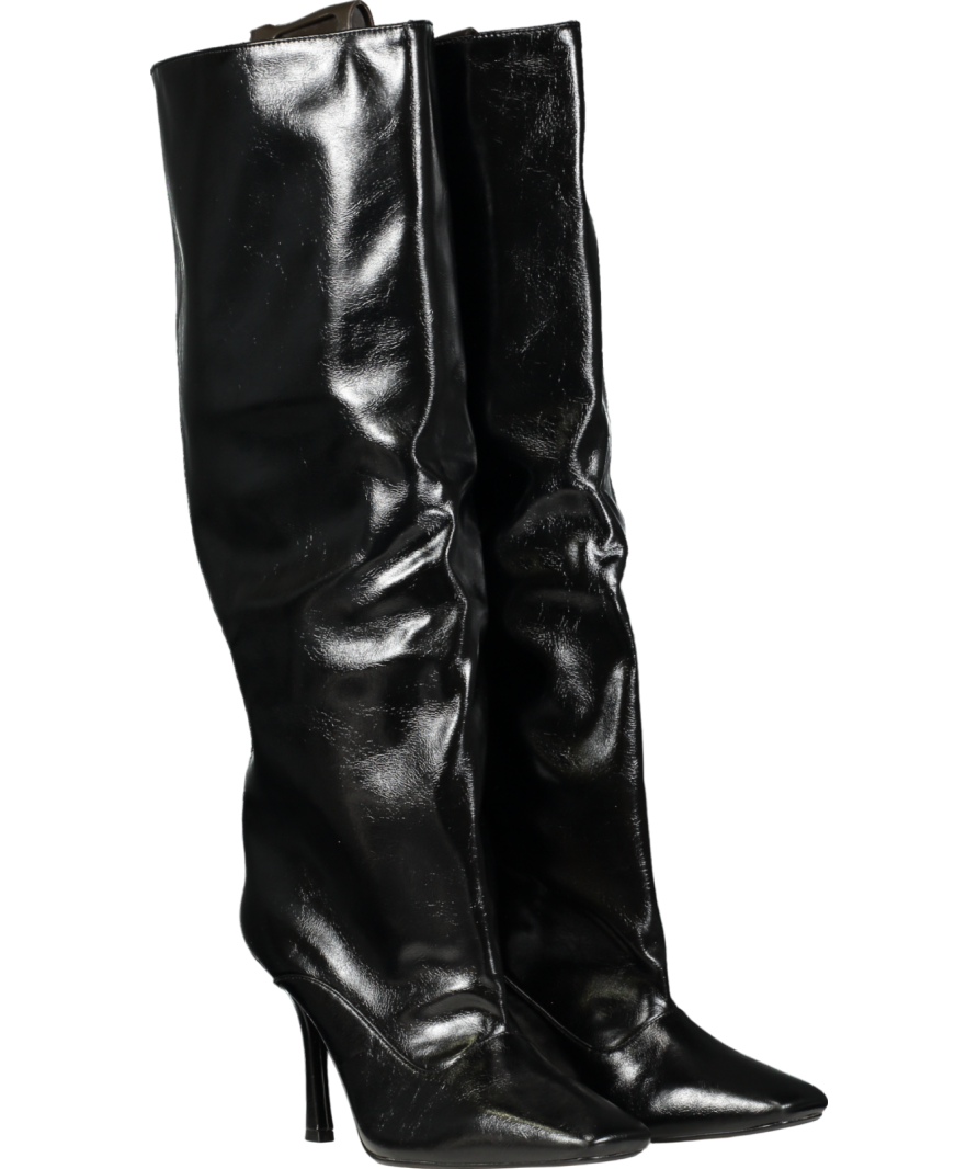 River Island Black Square Toe High Leg Boots UK 8 EU 41 👠