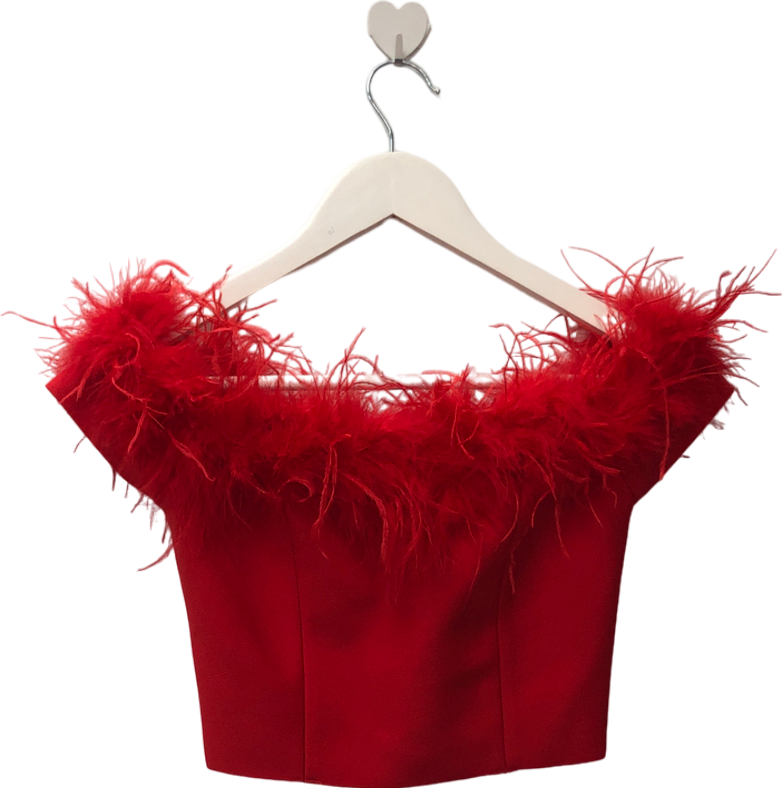 boohoo Red Feather Bandage Corset Top UK 6