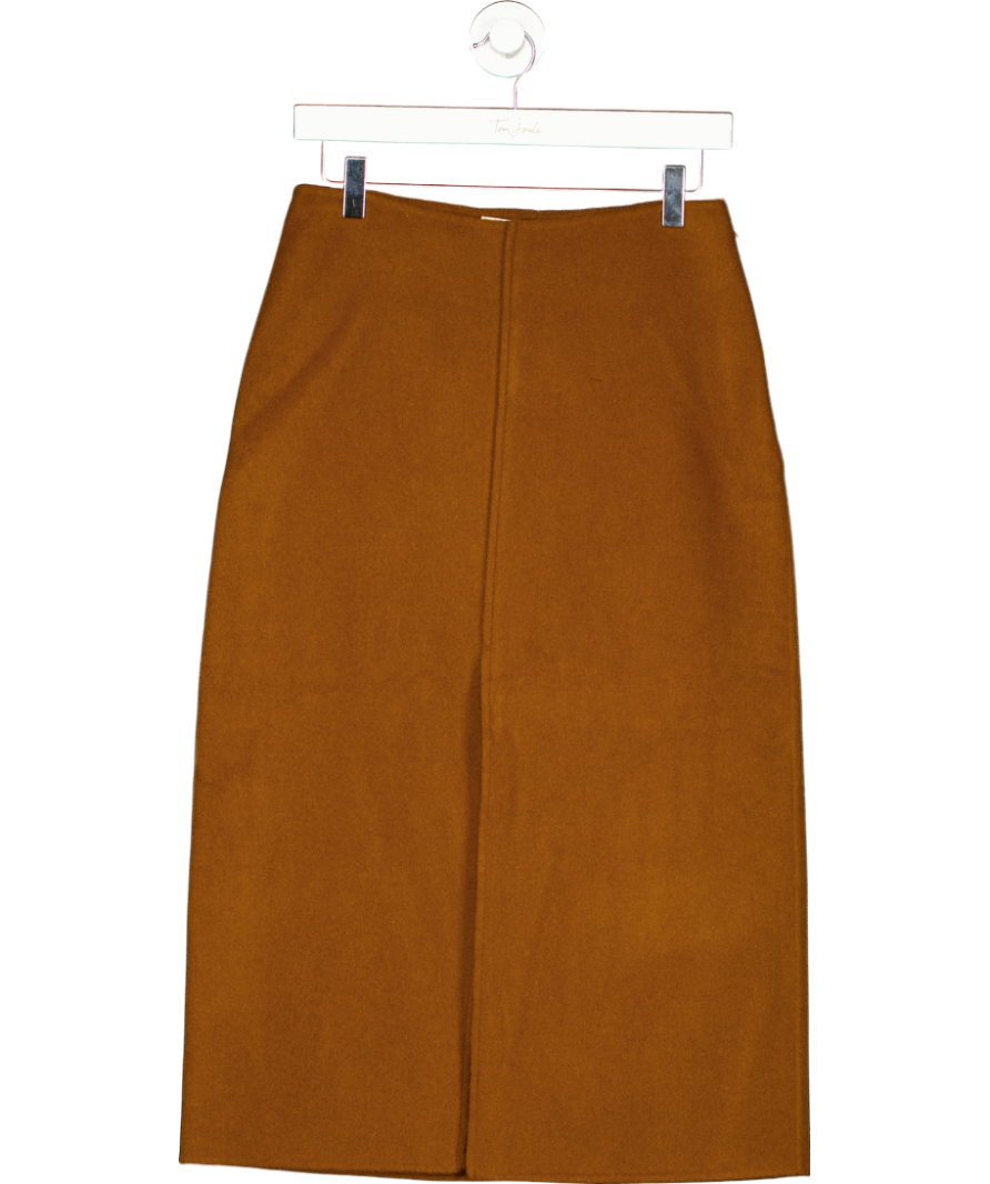 Sezane Beige Wool Blend Eloane Skirt  Camel UK 10