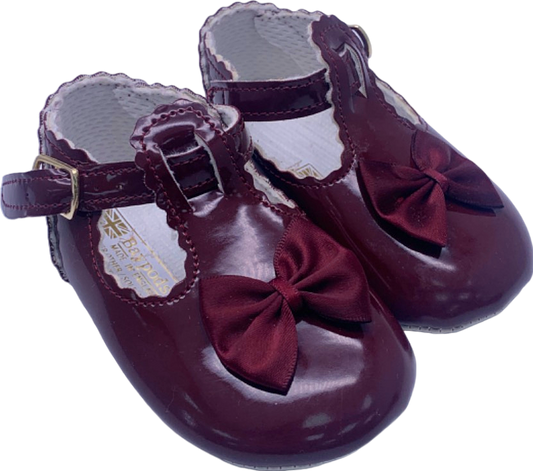Baypods Burgundy Mary Jane Baby Shoes UK 3