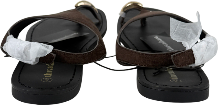 Threadbare T-strap Toe Loop Sandals In Chocolate Brown UK 5 EU 38