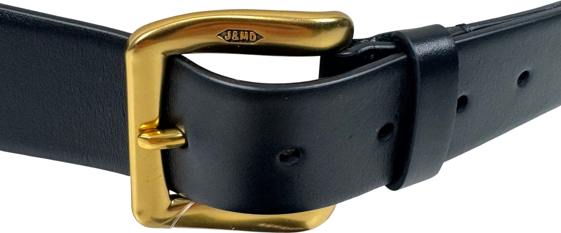J&M Davidson Black Leather Gold Buckle Belt UK M