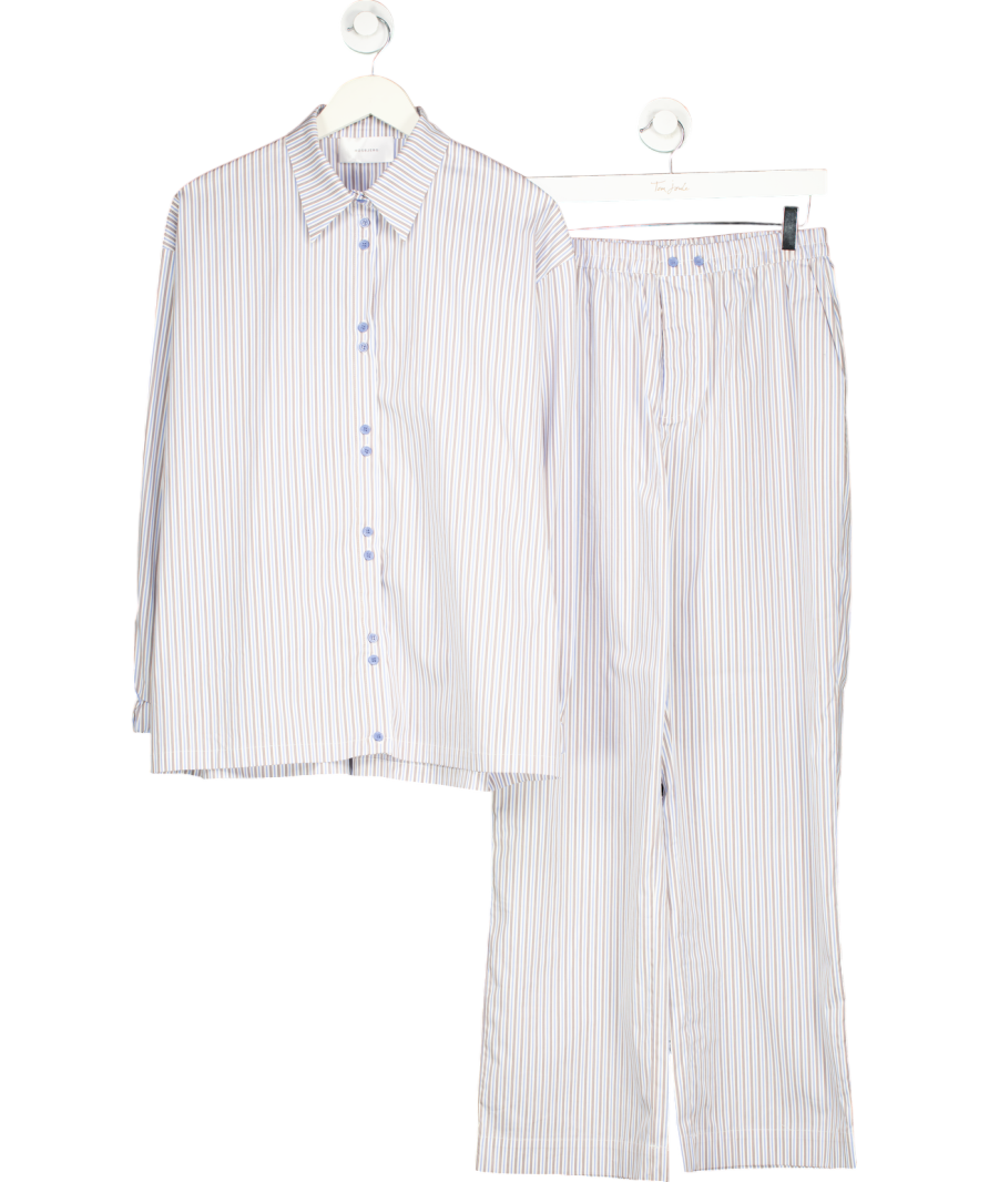 Hosbjerg Blue Ollie Stripe Shirt & Trouser Pyjama Set UK M