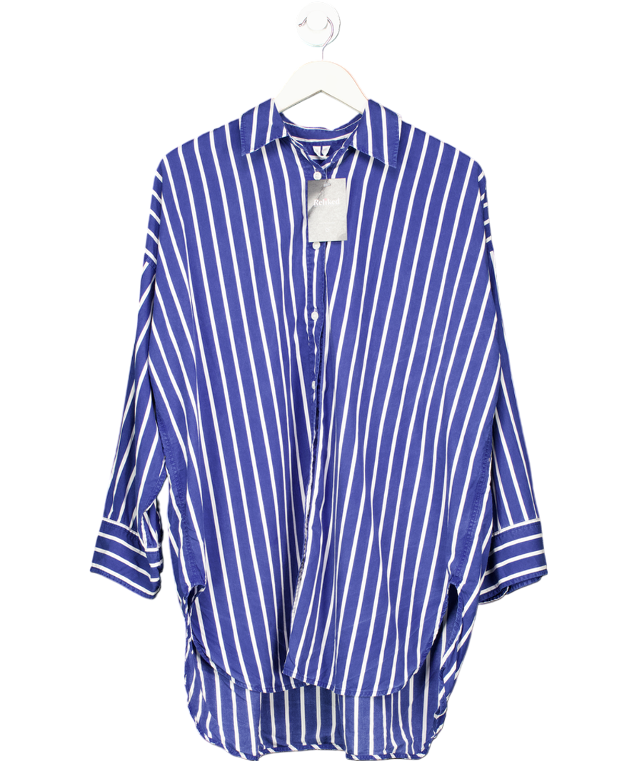 Arket Blue Oversized Tailored Stripe Shirt UK 10