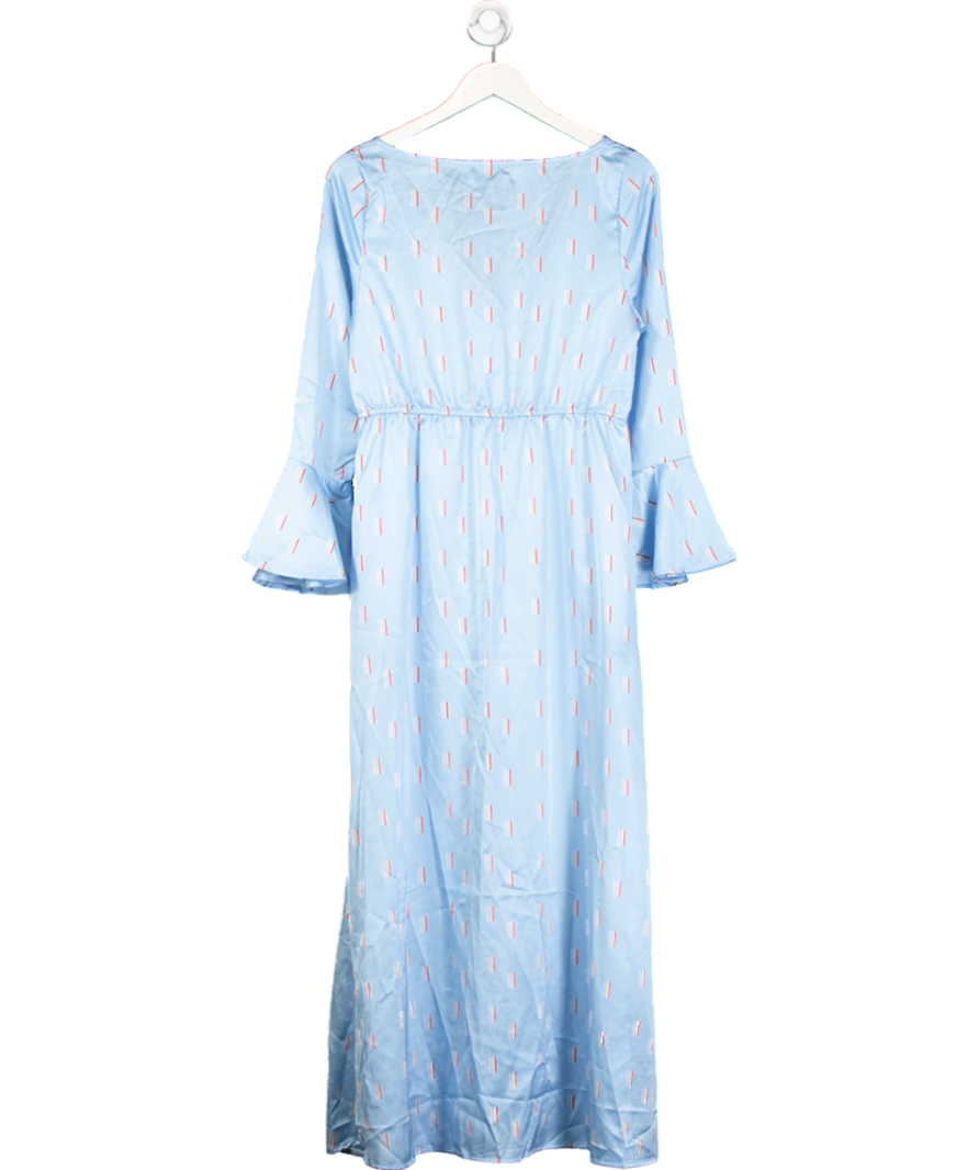 Cinta Blue Flared Sleeve Satin Dress UK L