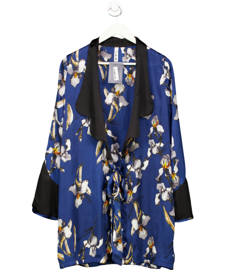 Rat & Boa Blue Silk Orchid Print Wrap Dress UK S