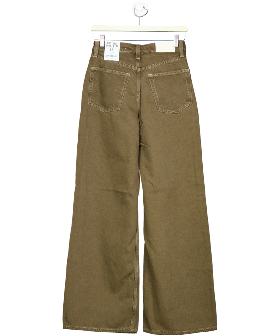 River Island Brown Mid Rise Soft Wide Leg Jeans UK 8