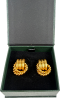 Holland Cooper Metallic Braided Hoop Earrings Vintage Gold