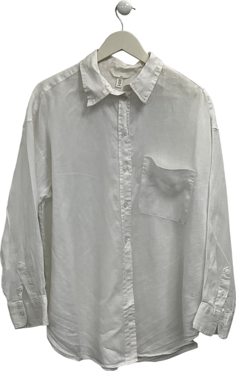 H&M White Linen Shirt UK XL