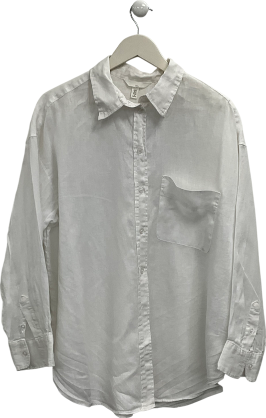 H&M White Linen Shirt UK XL