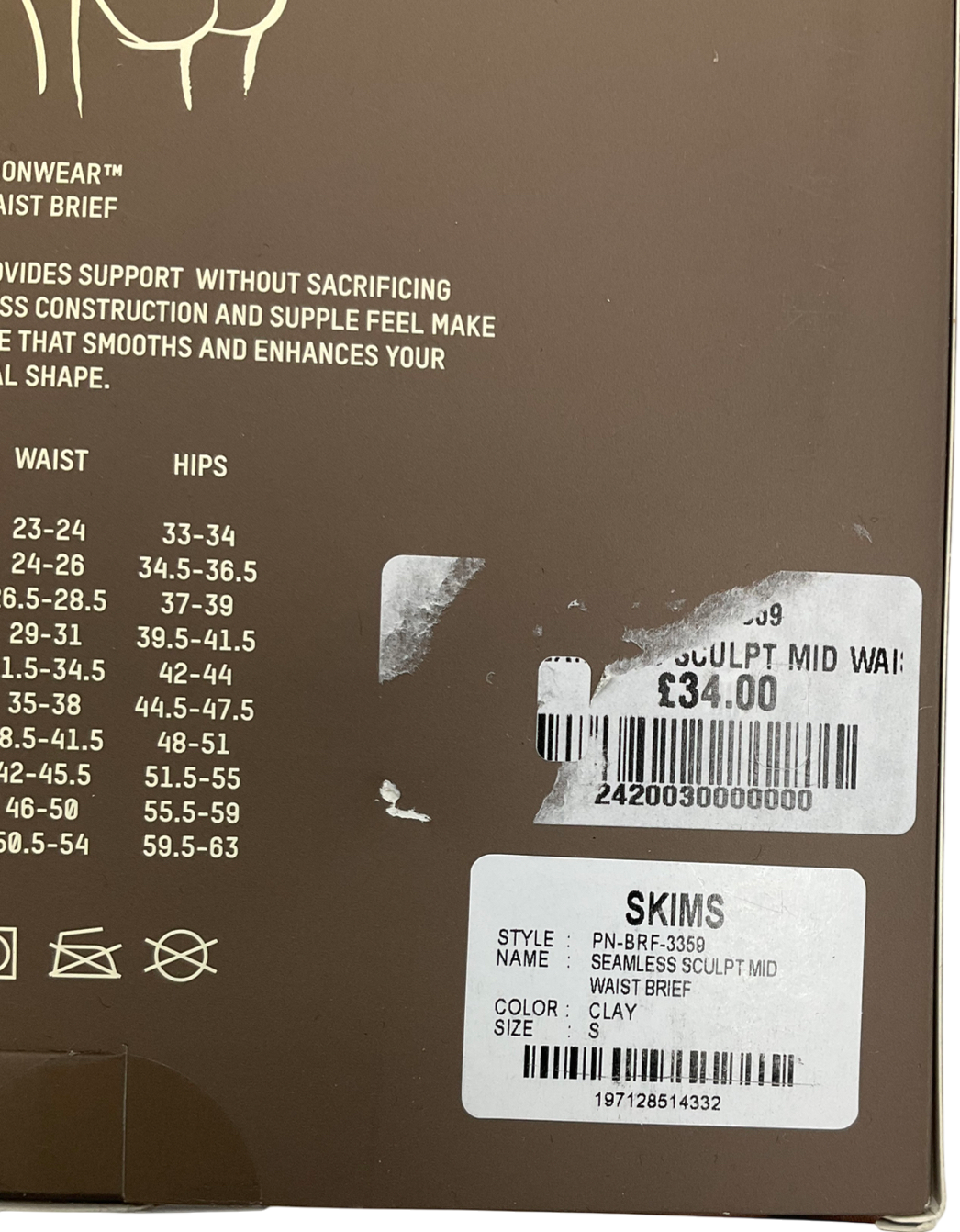 SKIMS Seamless Sculpt Mid Waist Brief - Clay UK S