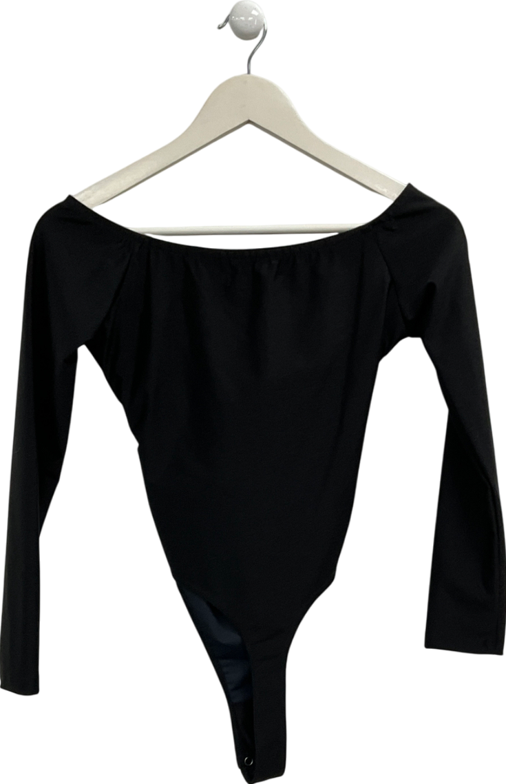 BOA Black Longsleeve V Neck Cut Out Bodysuit UK XS